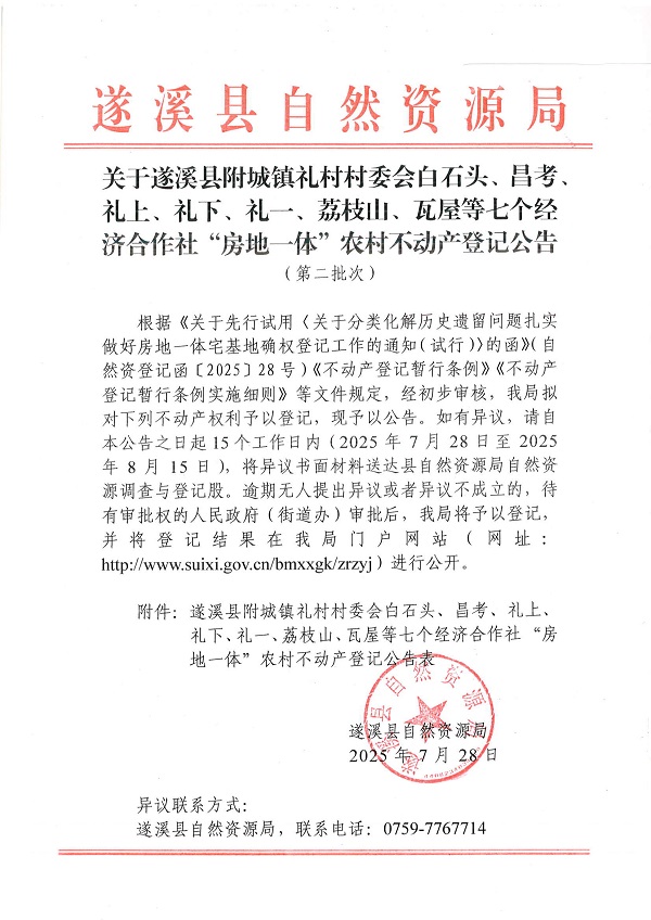 附城鎮(zhèn)禮村村委會白石頭等七個經(jīng)濟(jì)合作社不動產(chǎn)登記公告（第二批次）（歷史遺留問題）_頁面_1.jpg